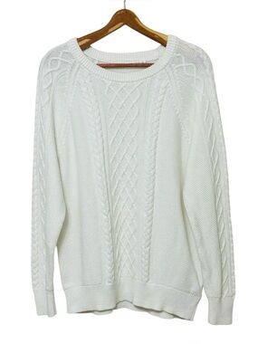 Gap Cable Knit Sweater 100% Cotton White Womens Size XL
